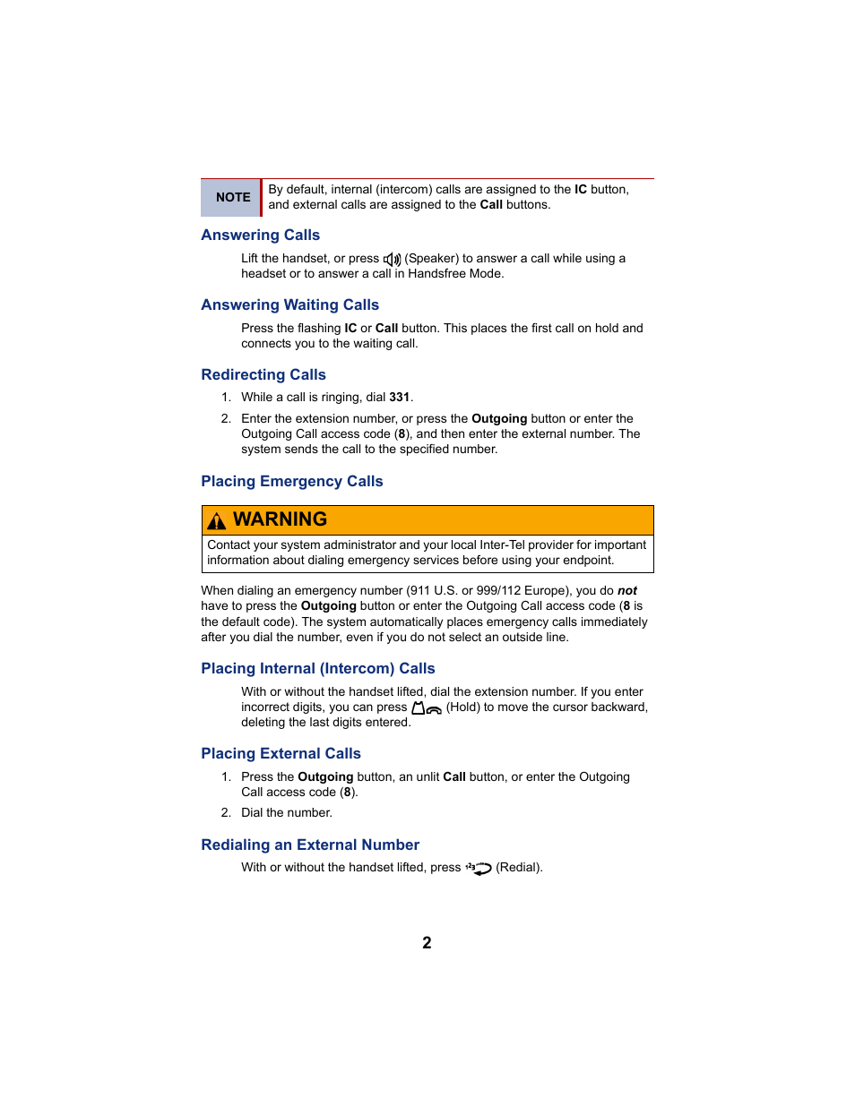 Warning | Mitel 5212 User Manual | Page 4 / 80