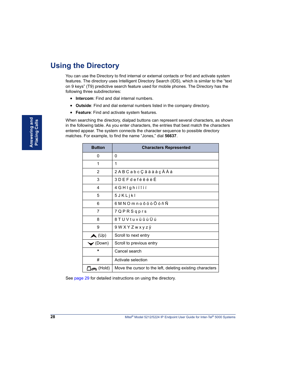 Using the directory, E “using the directory” on | Mitel 5212 User Manual | Page 46 / 80