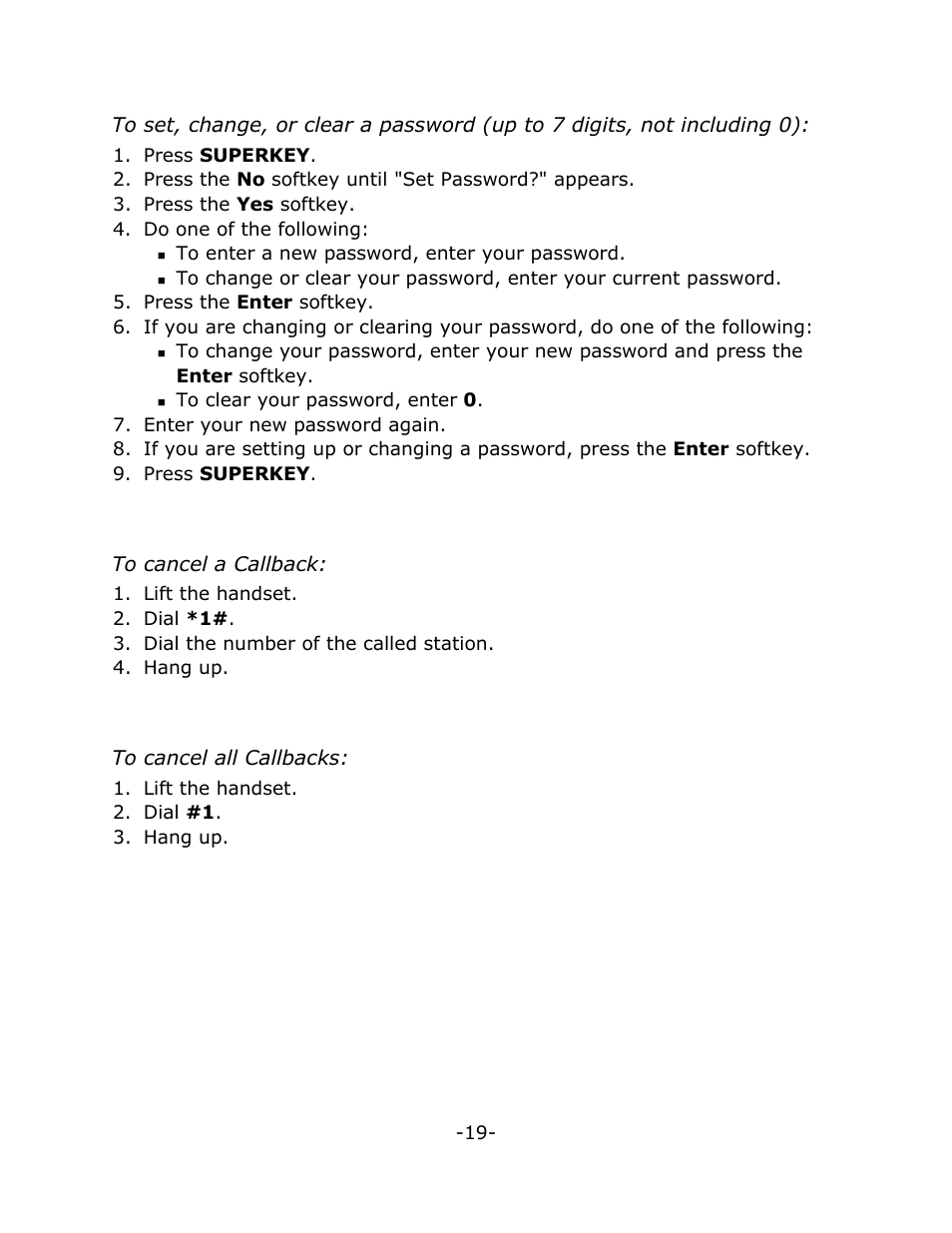 Messaging - cancel callback, Messaging - cancel all callbacks | Mitel 5220 User Manual | Page 23 / 32