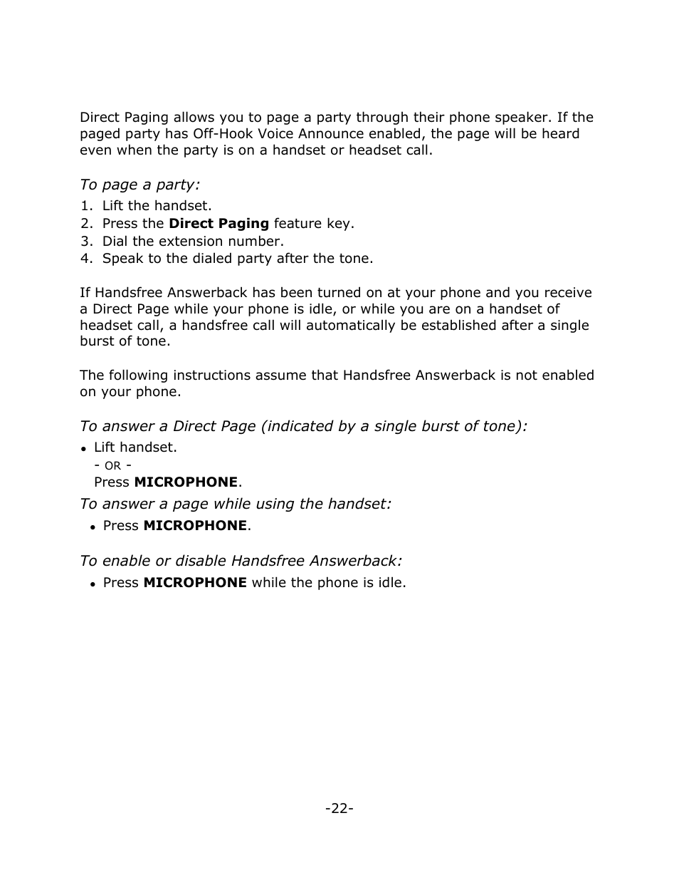 Direct paging | Mitel 5220 User Manual | Page 26 / 32