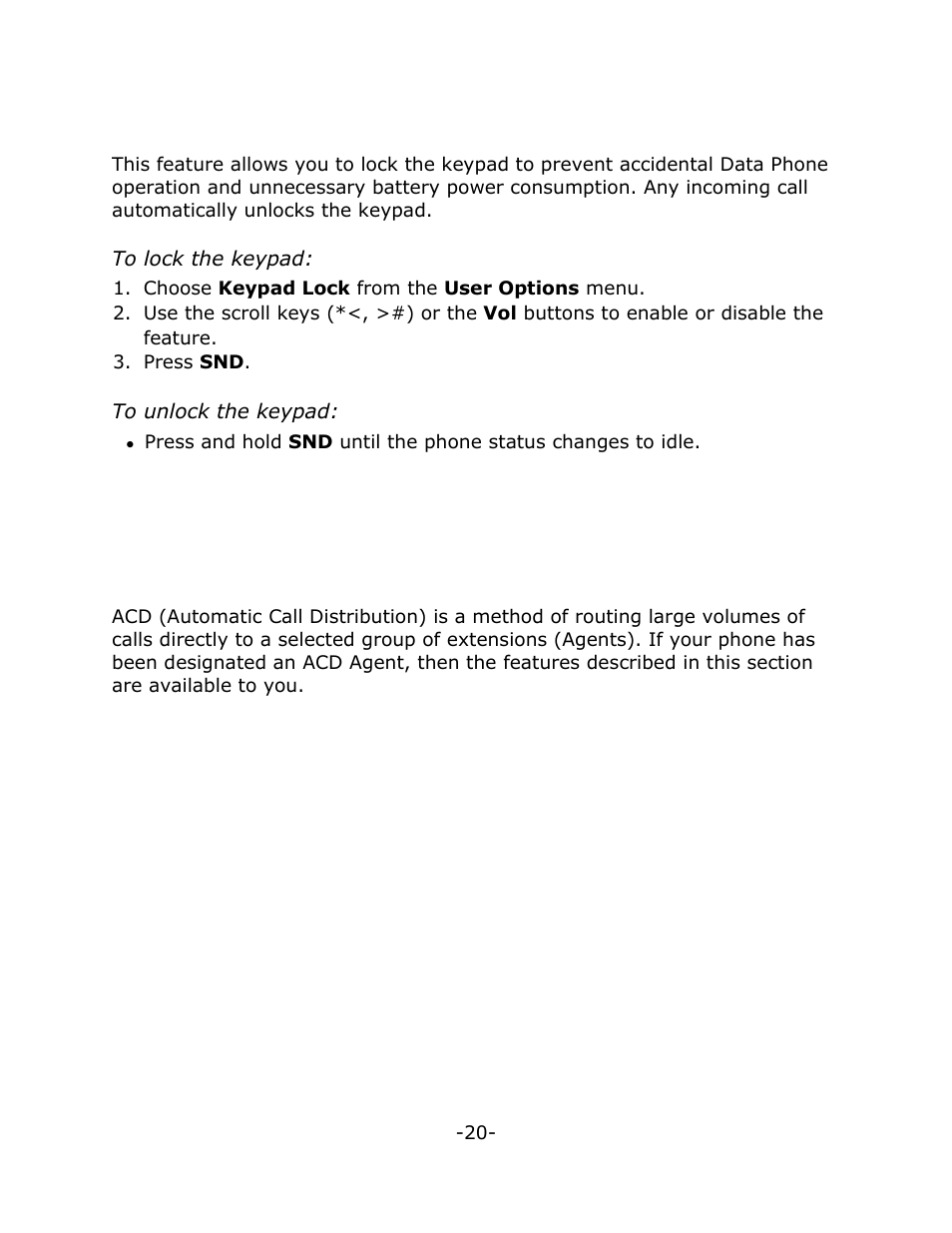 Acd agent features | Mitel NETVISION PHONE User Manual | Page 26 / 30