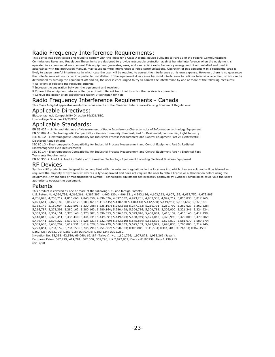 Regulatory and patent information | Mitel NETVISION PHONE User Manual | Page 29 / 30