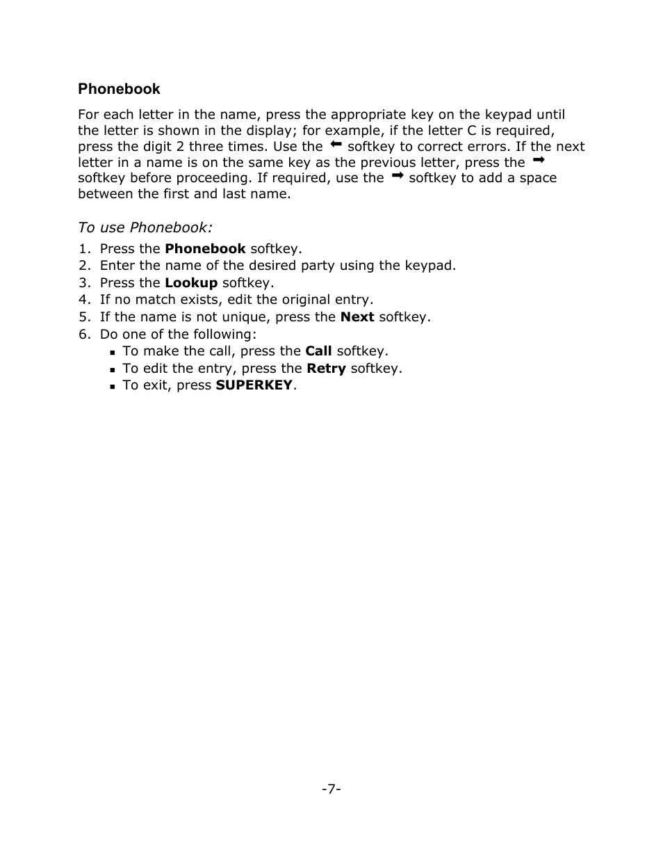 Phonebook | Mitel 7000 User Manual | Page 11 / 30