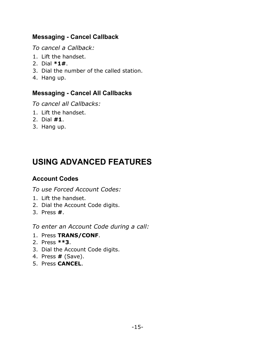 Using advanced features | Mitel M7208N User Manual | Page 19 / 25