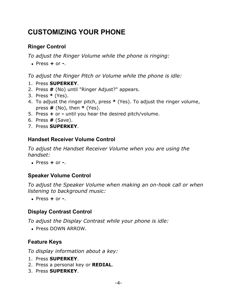 Customizing your phone | Mitel M7208N User Manual | Page 8 / 25