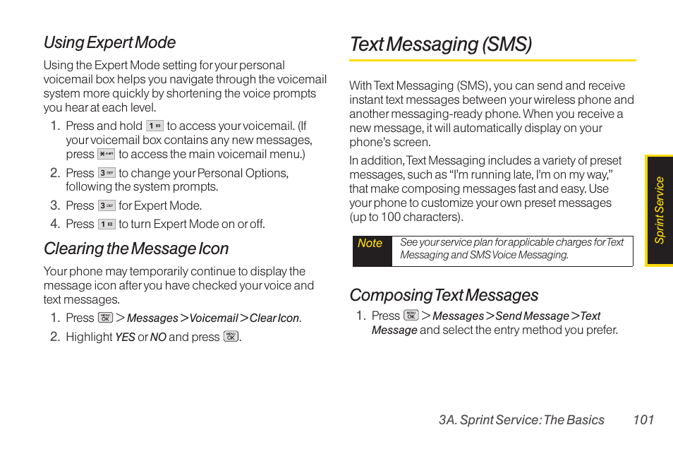 Text messaging (sms), Using expert mode, Clearing the message icon | Composing text messages | LG RUMOR LG260 User Manual | Page 113 / 160