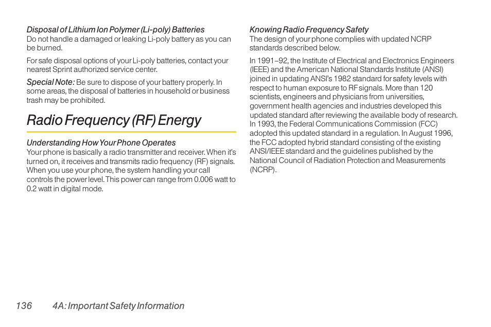 Radio frequency (rf) energy | LG RUMOR LG260 User Manual | Page 148 / 160