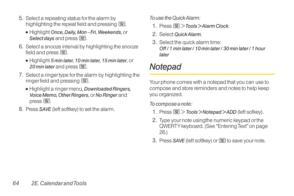 2g. microsd™ car, Notepad | LG RUMOR LG260 User Manual | Page 76 / 160