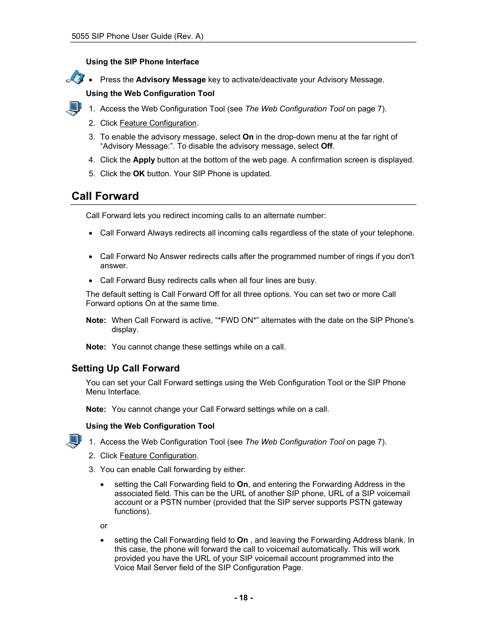 Call forward, Setting up call forward | Mitel 5055 User Manual | Page 24 / 97