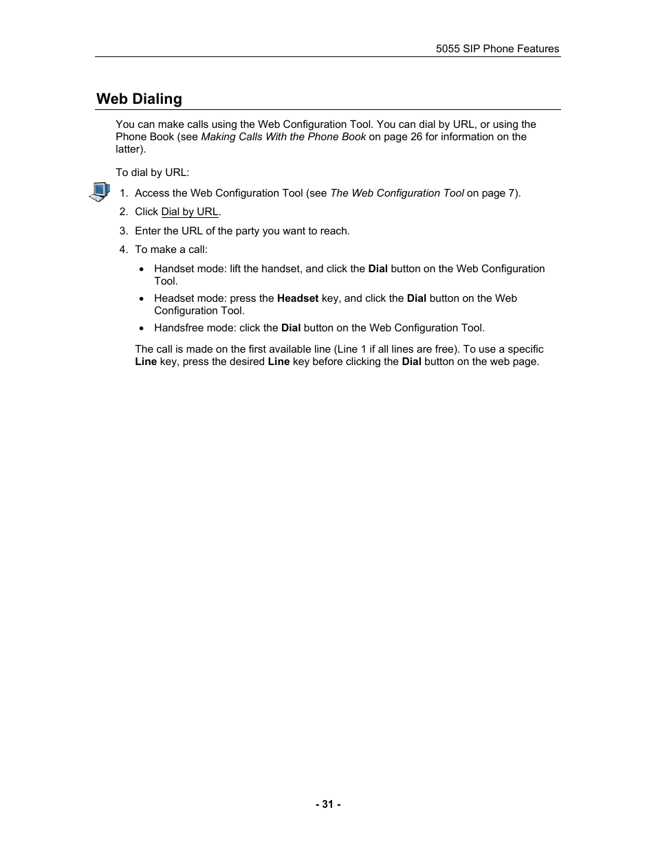 Web dialing | Mitel 5055 User Manual | Page 37 / 97