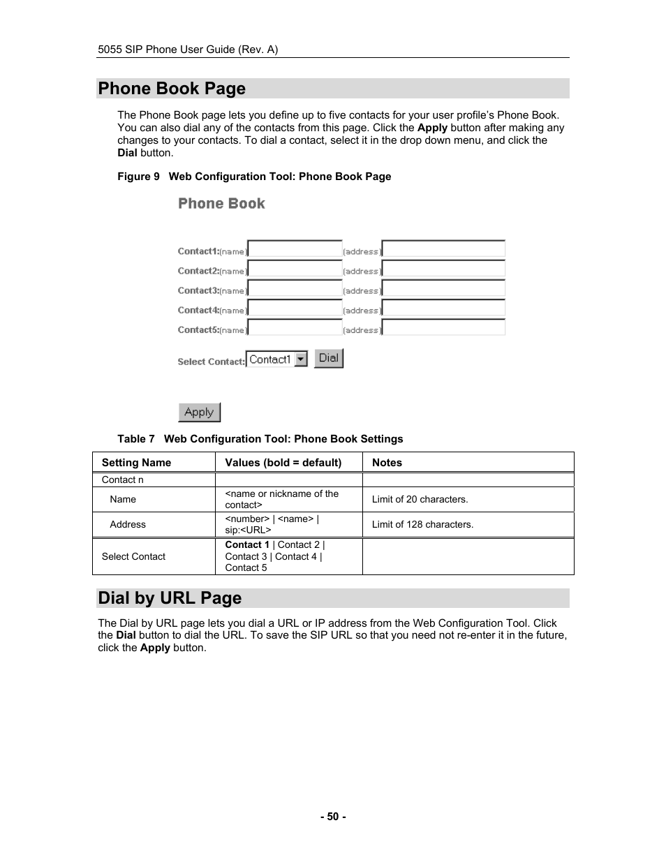 Phone book page, Dial by url page | Mitel 5055 User Manual | Page 56 / 97