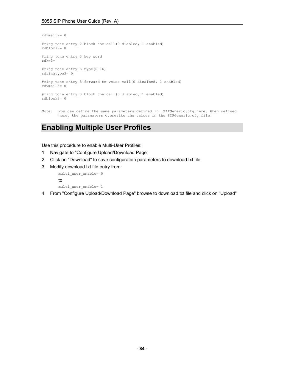 Enabling multiple user profiles | Mitel 5055 User Manual | Page 90 / 97