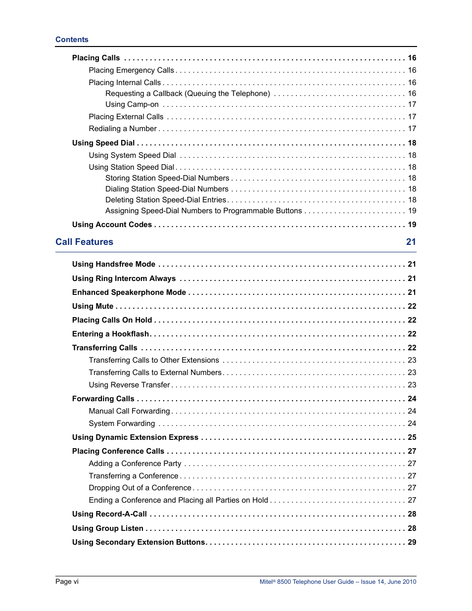 Mitel 8500 User Manual | Page 10 / 66