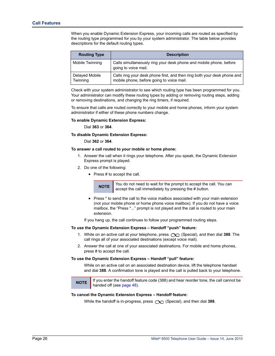 Mitel 8500 User Manual | Page 38 / 66