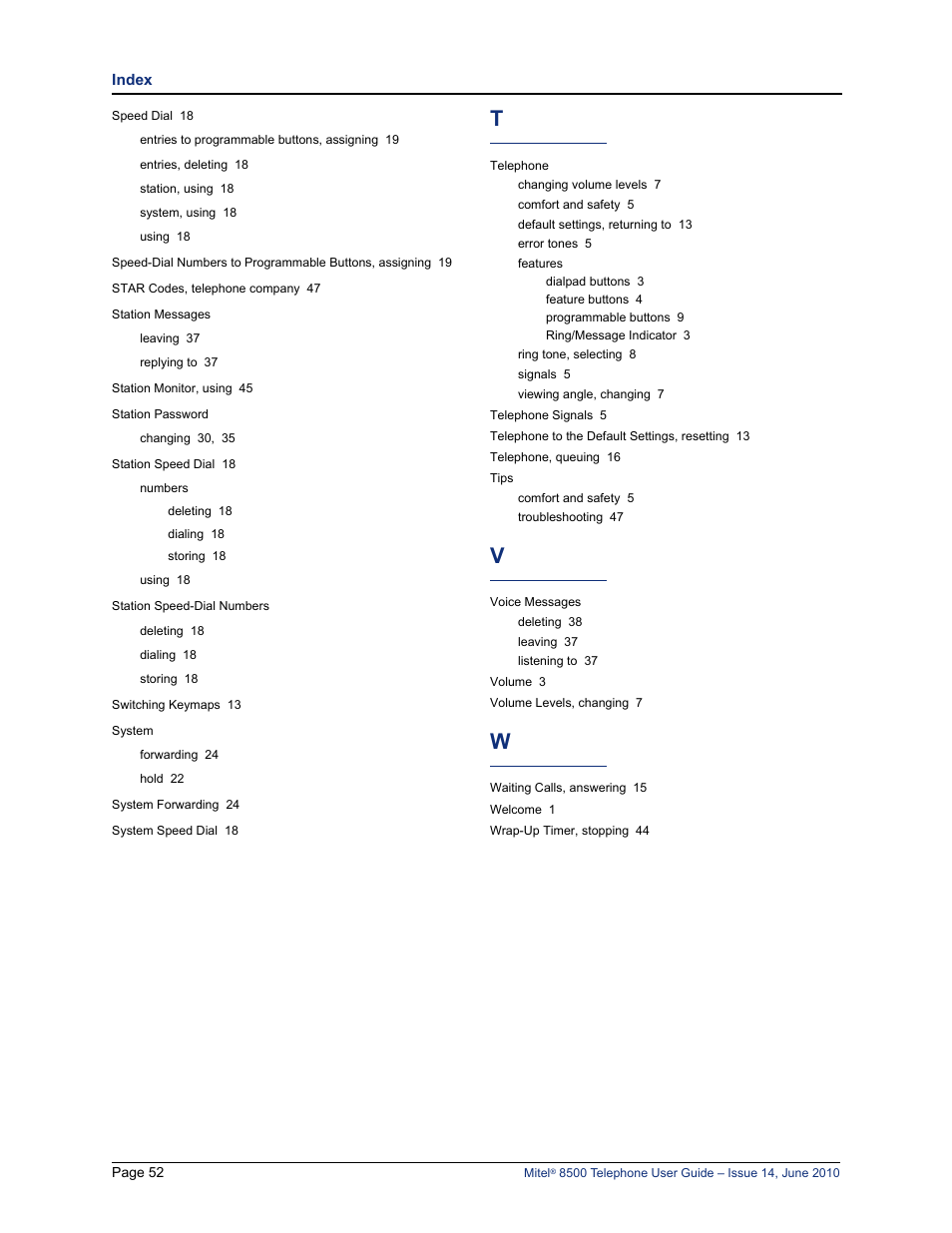 Mitel 8500 User Manual | Page 64 / 66