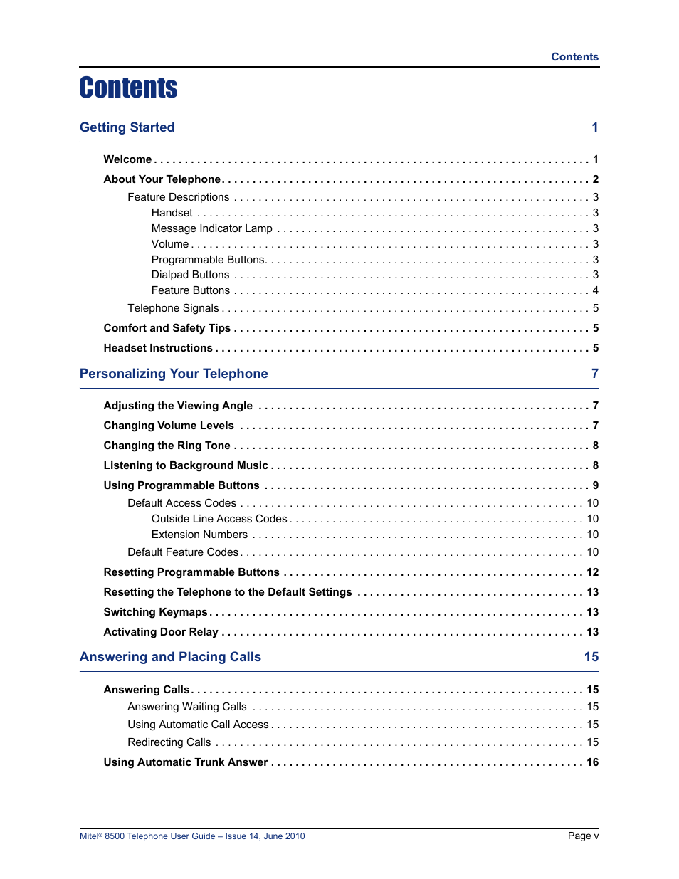 Mitel 8500 User Manual | Page 9 / 66