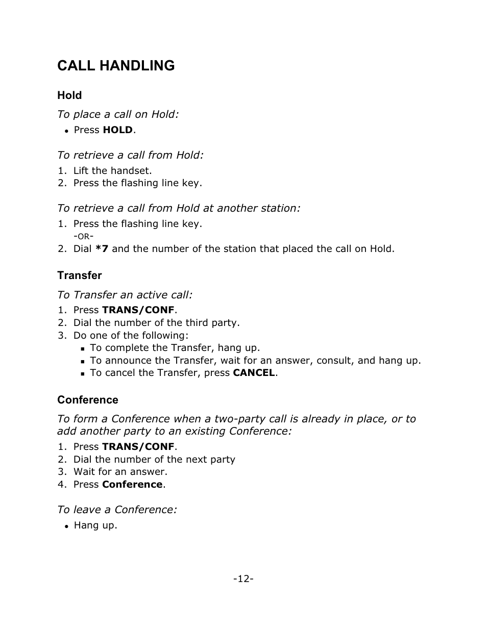 Call handling | Mitel 4150 User Manual | Page 17 / 41