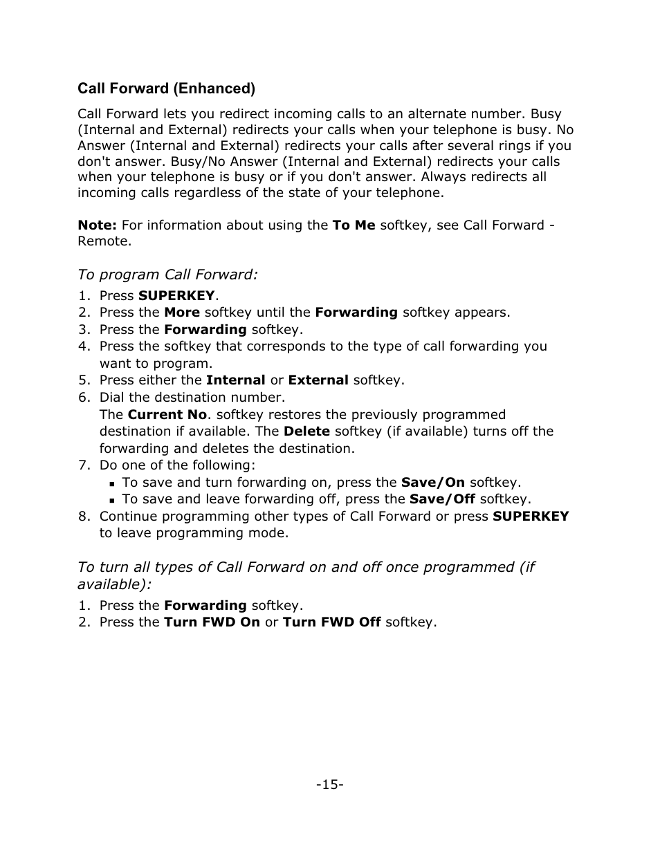 Call forward (enhanced) | Mitel 4150 User Manual | Page 20 / 41