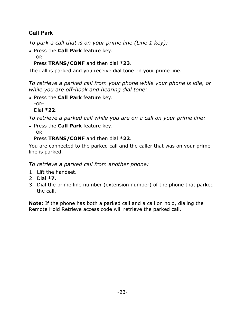 Call park | Mitel 4150 User Manual | Page 28 / 41