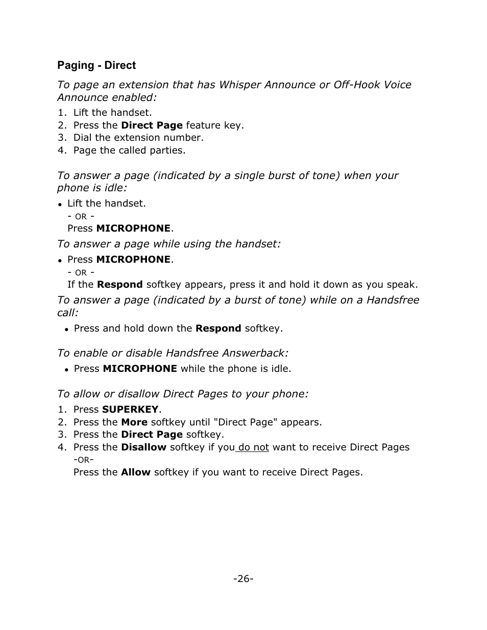 Paging - direct | Mitel 4150 User Manual | Page 31 / 41