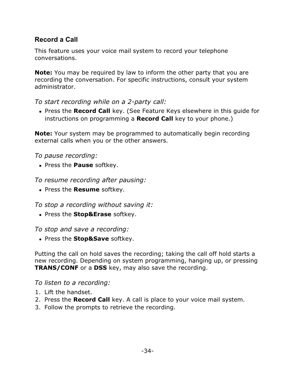 Record a call | Mitel 4150 User Manual | Page 39 / 41