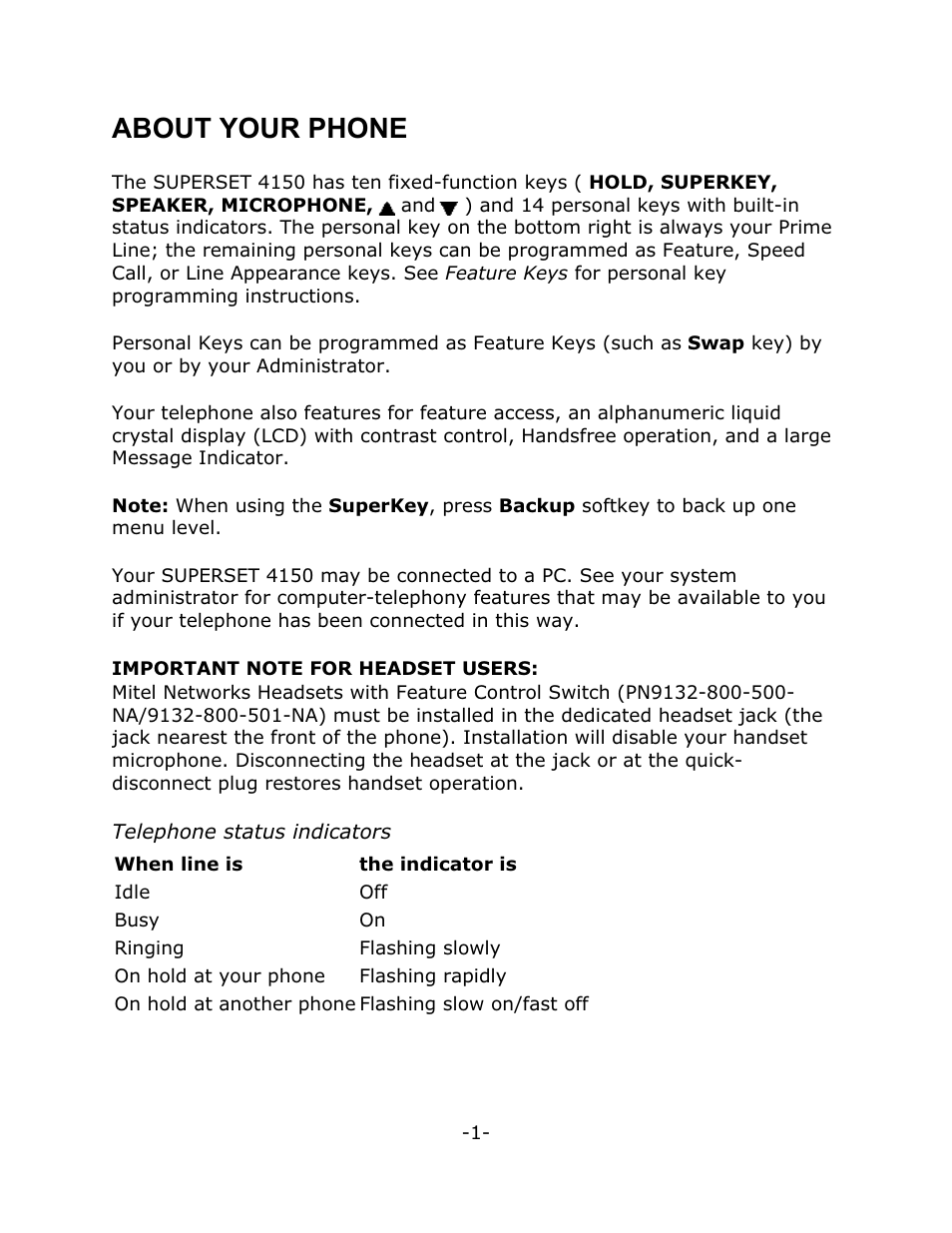 About your phone | Mitel 4150 User Manual | Page 6 / 41