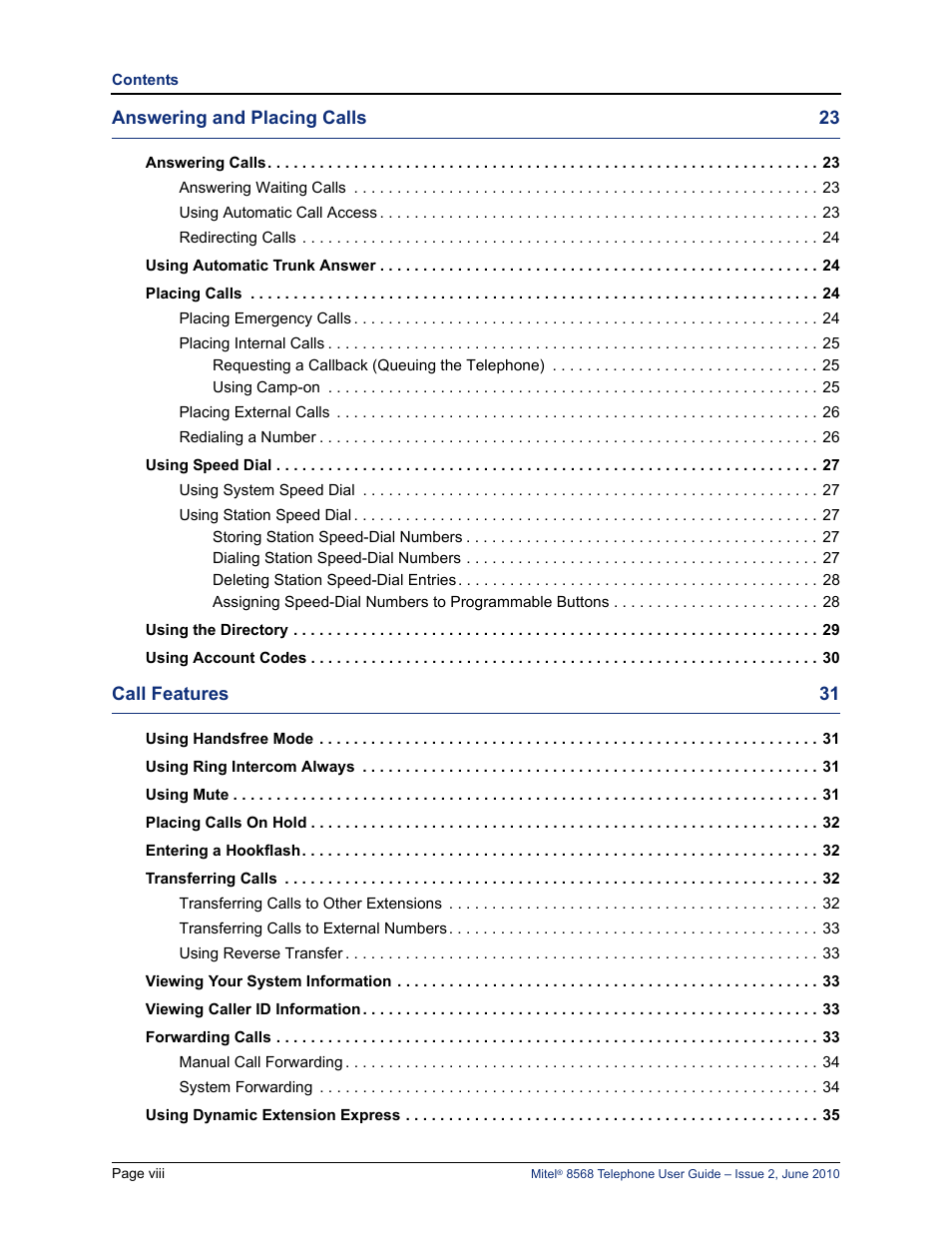 Mitel 8568 User Manual | Page 12 / 86