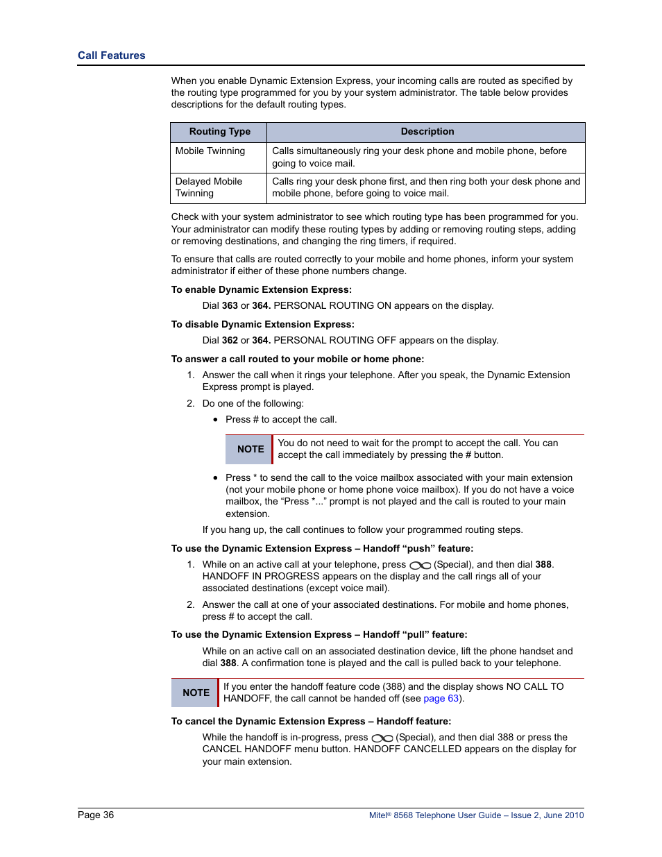 Mitel 8568 User Manual | Page 50 / 86