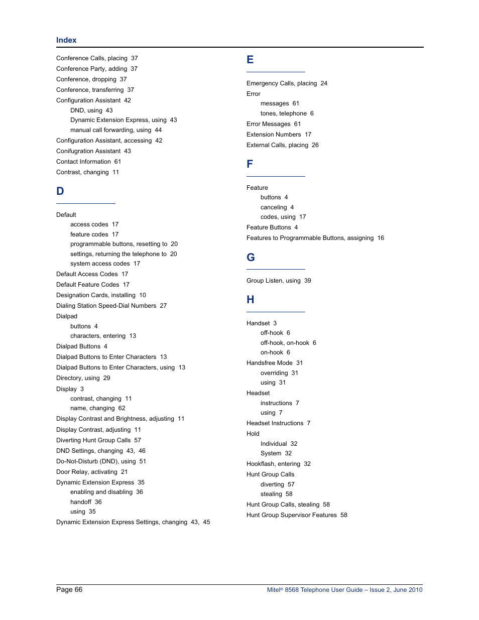 Mitel 8568 User Manual | Page 80 / 86