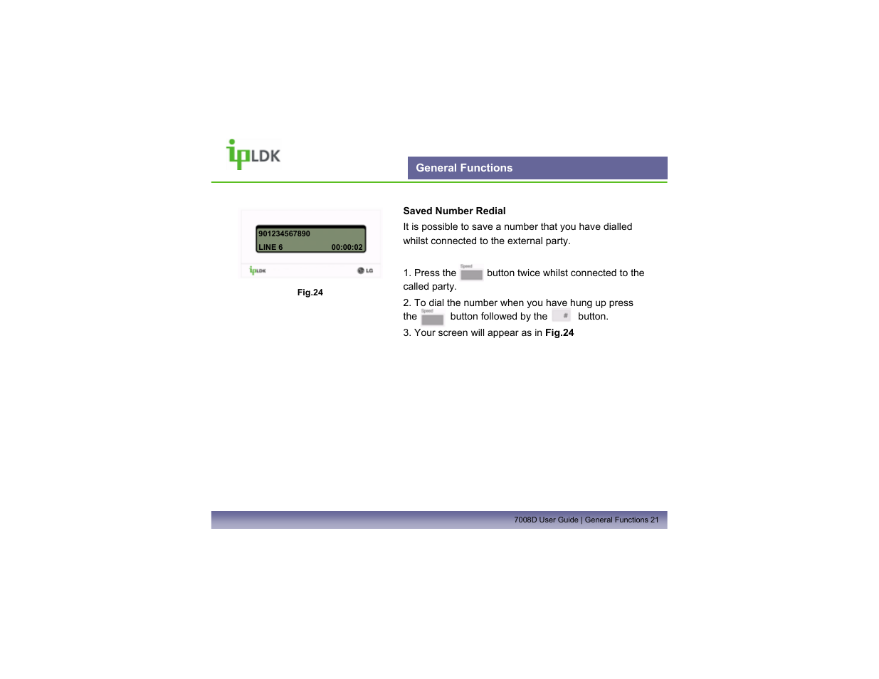 General functions | Mitel LDP7008D User Manual | Page 22 / 62
