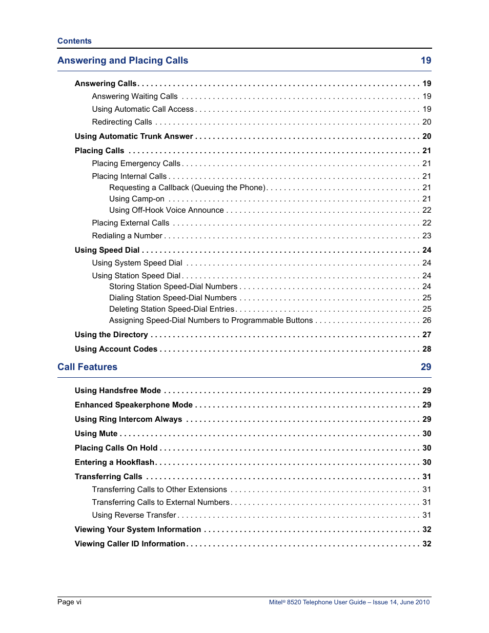 Mitel 8520 User Manual | Page 10 / 76