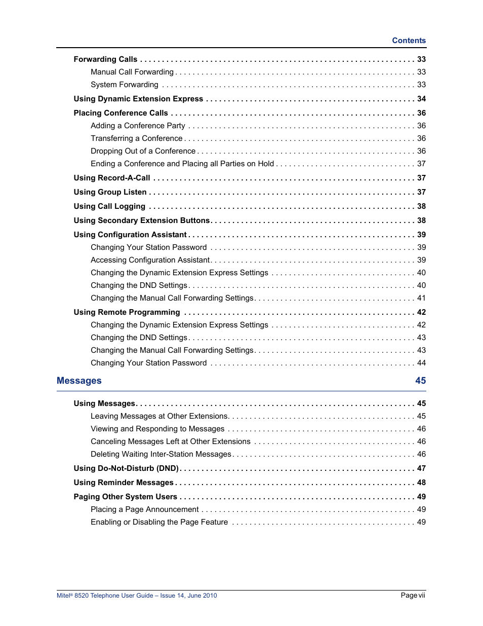Mitel 8520 User Manual | Page 11 / 76