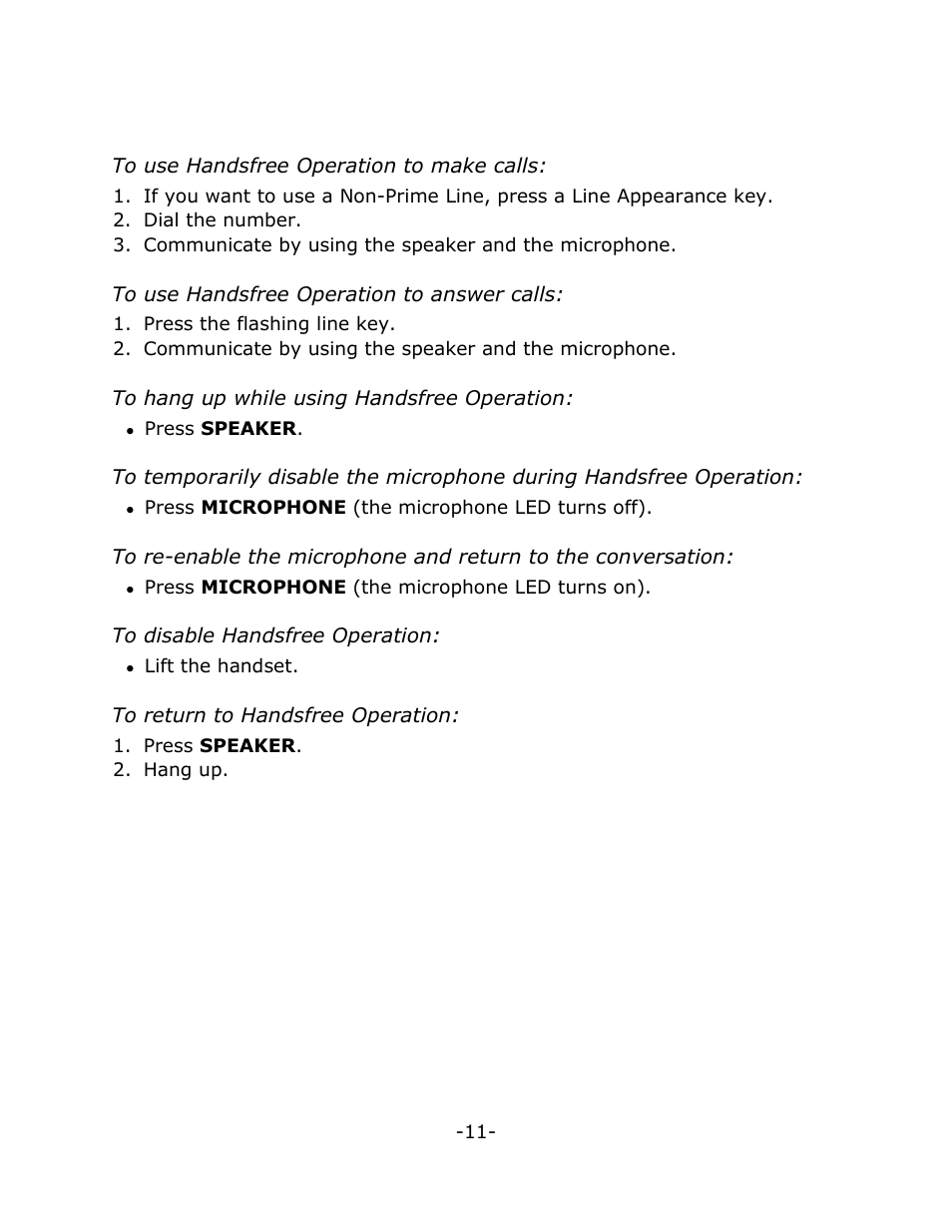 Handsfree operation | Mitel 5020 User Manual | Page 15 / 32
