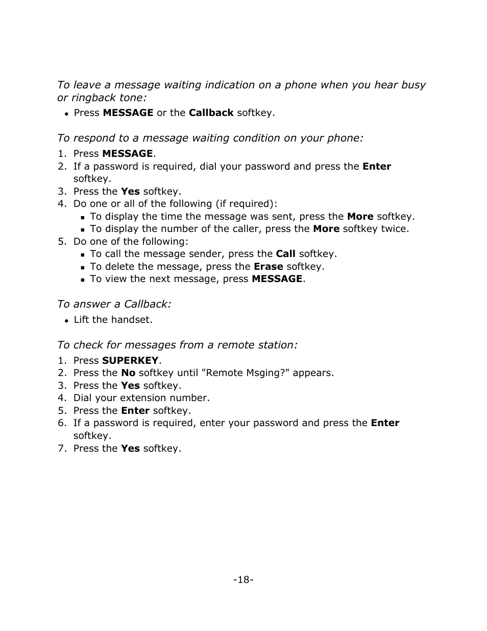 Messaging - callback | Mitel 5020 User Manual | Page 22 / 32