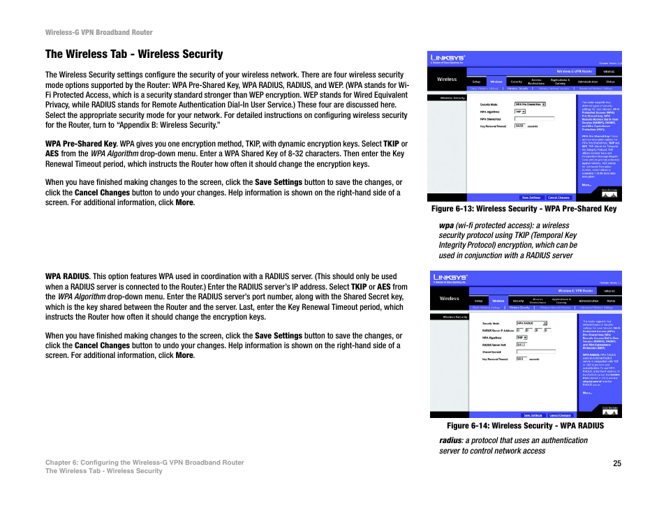 The wireless tab - wireless security | Mitel WRV54G User Manual | Page 35 / 145