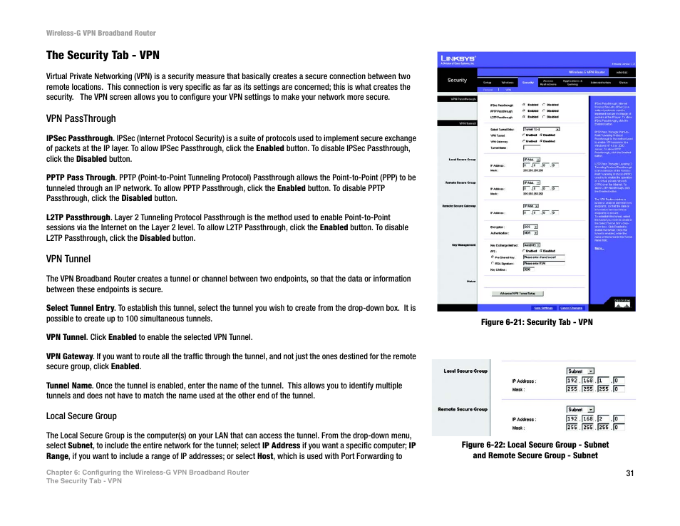 The security tab - vpn | Mitel WRV54G User Manual | Page 41 / 145