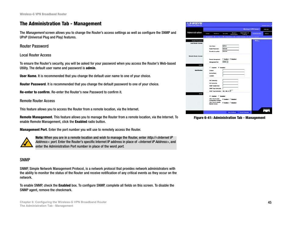 The administration tab - management | Mitel WRV54G User Manual | Page 55 / 145