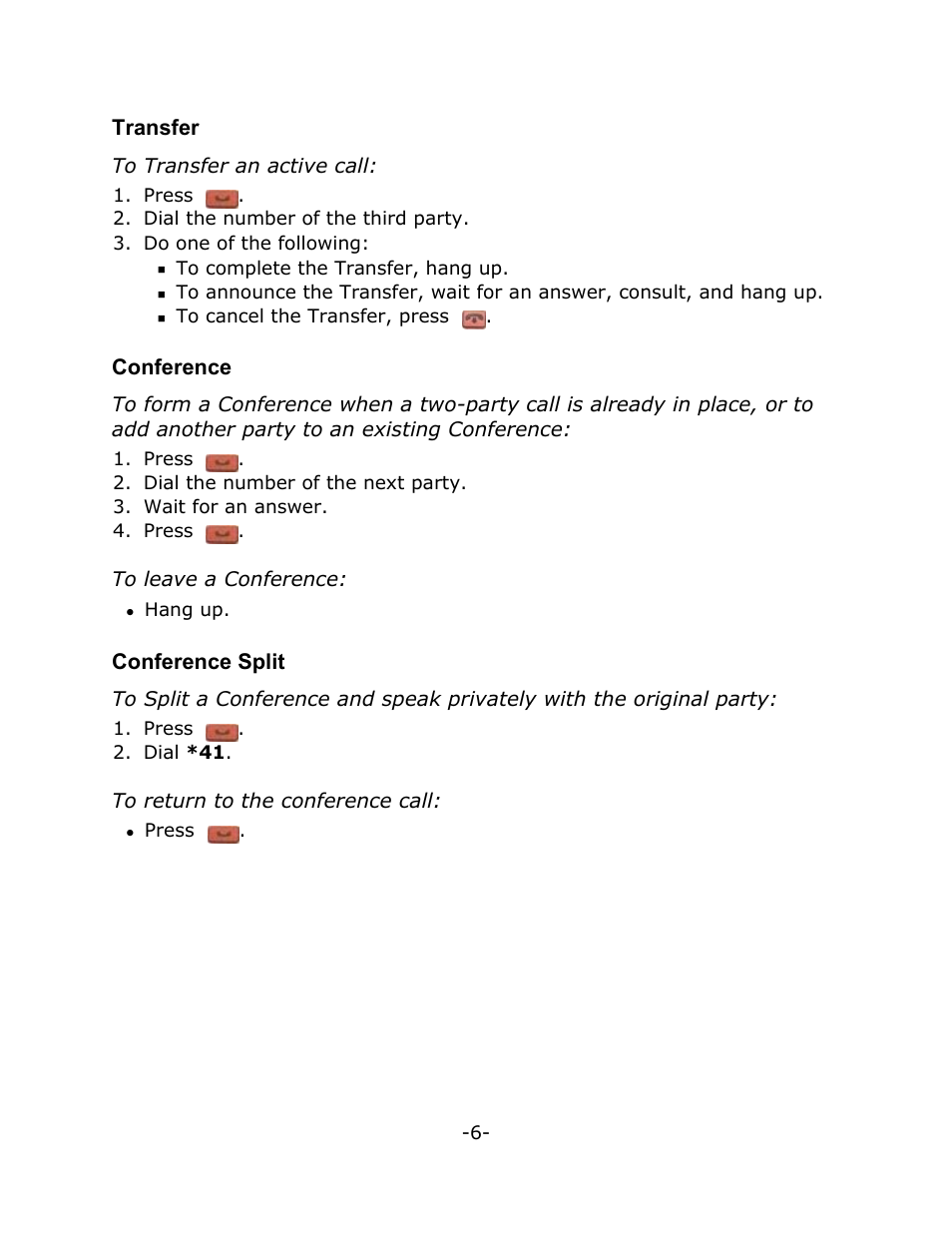 Transfer, Conference, Conference split | Mitel T7100 User Manual | Page 10 / 20