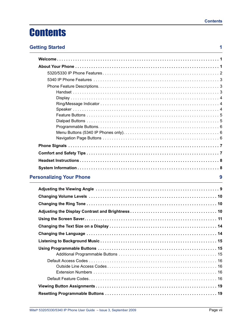 Mitel 5320 User Manual | Page 11 / 84