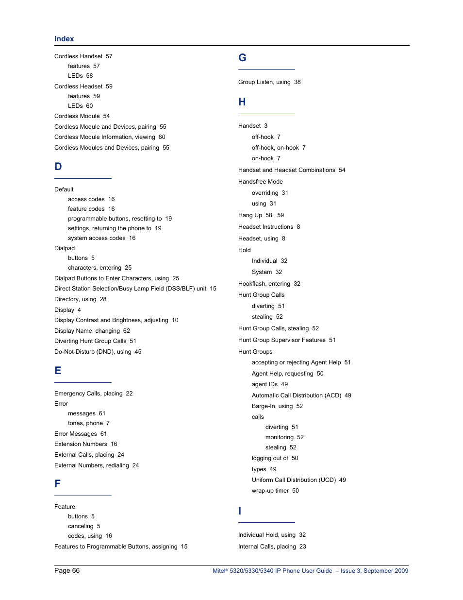 Mitel 5320 User Manual | Page 80 / 84