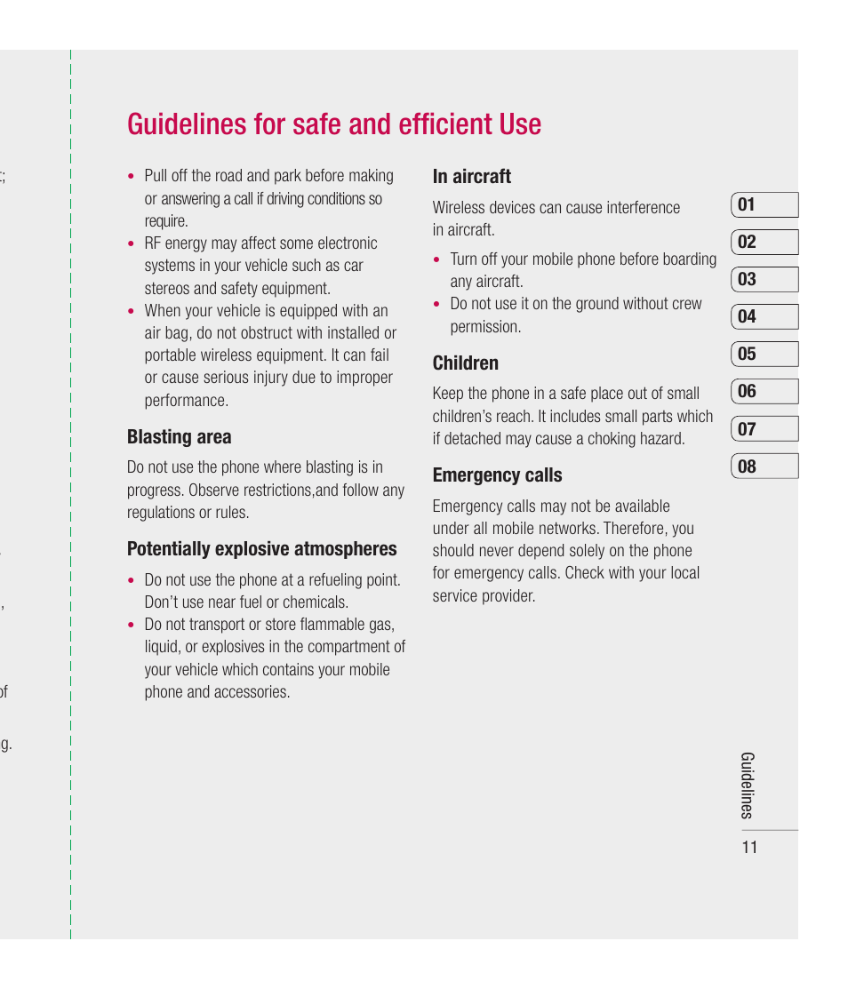 Guidelines for safe and efﬁ cient use | Mitel KU990 User Manual | Page 11 / 104