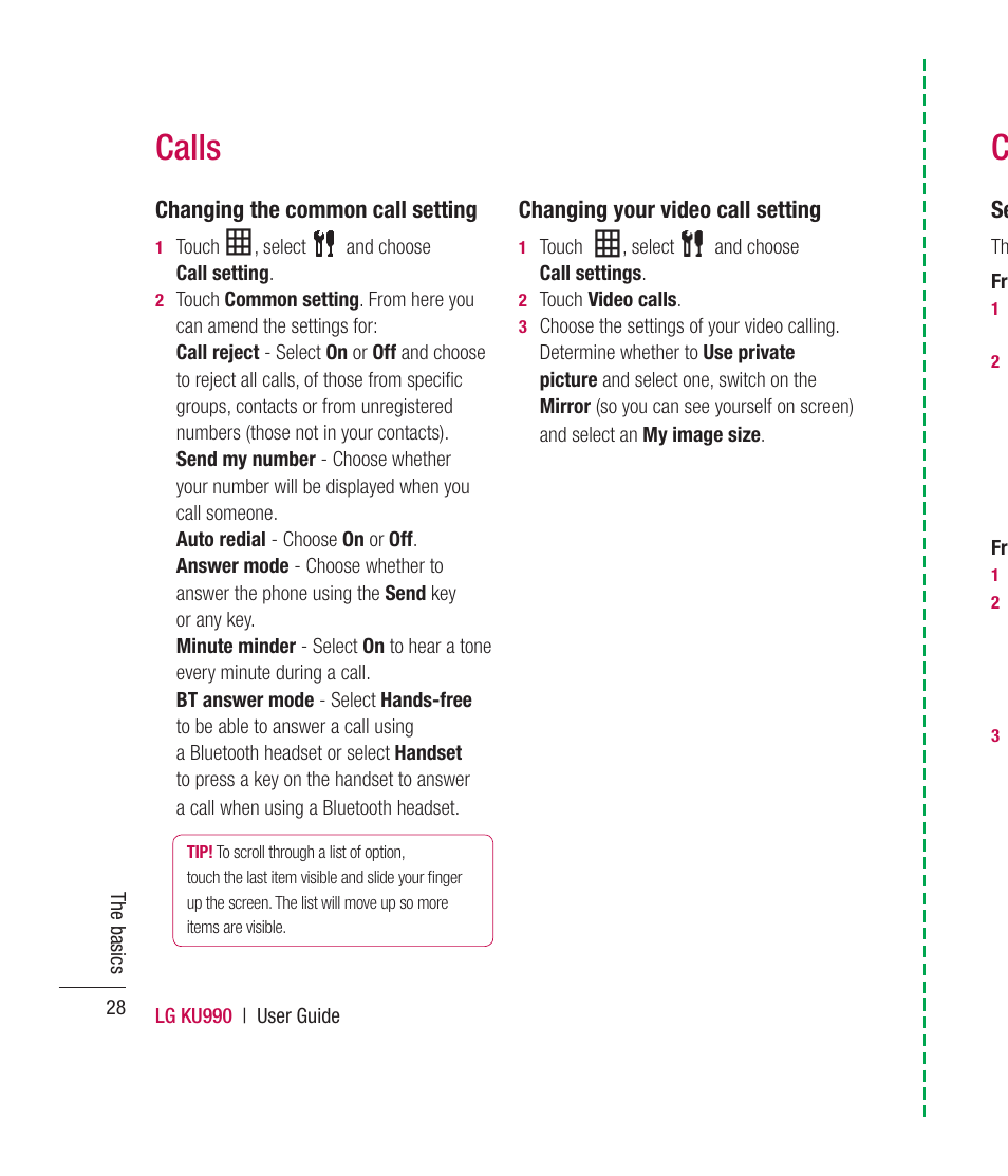 Calls c | Mitel KU990 User Manual | Page 28 / 104