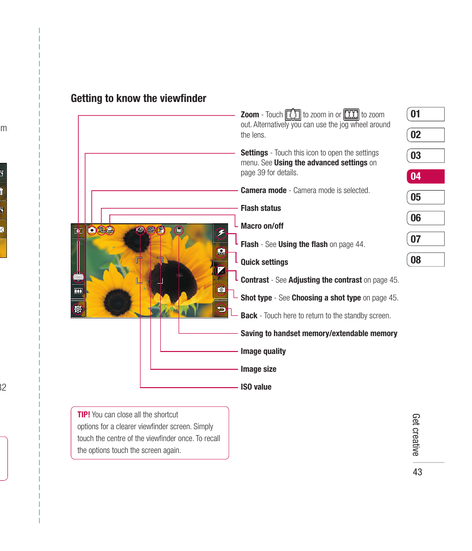 Getting to know the viewﬁ nder | Mitel KU990 User Manual | Page 43 / 104