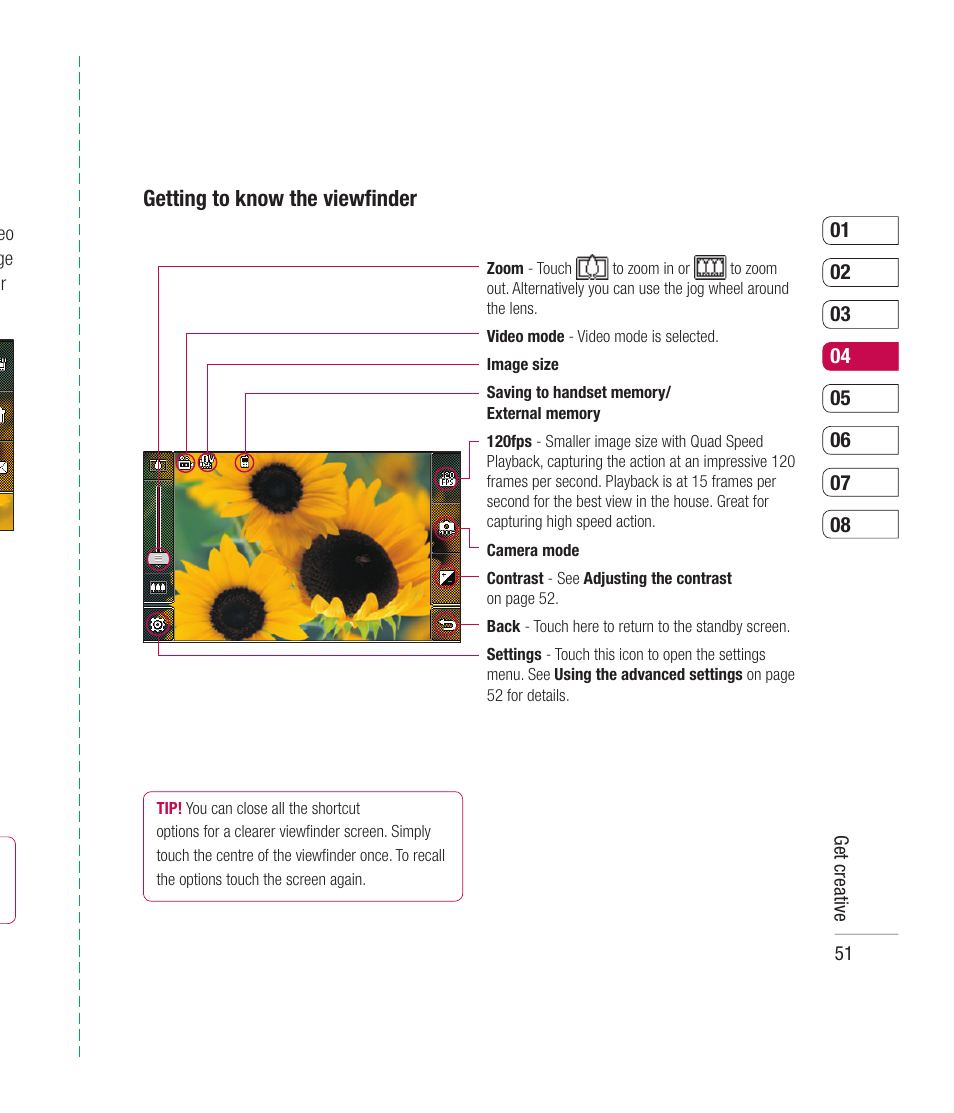 Getting to know the viewﬁ nder | Mitel KU990 User Manual | Page 51 / 104