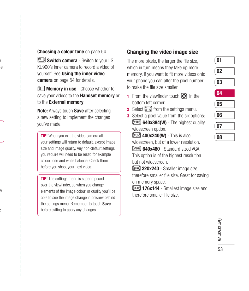 Changing the video image size | Mitel KU990 User Manual | Page 53 / 104