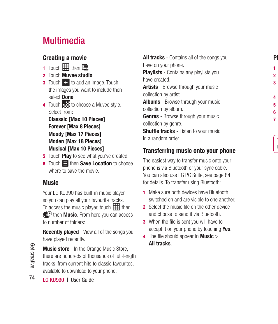 Multimedia | Mitel KU990 User Manual | Page 74 / 104