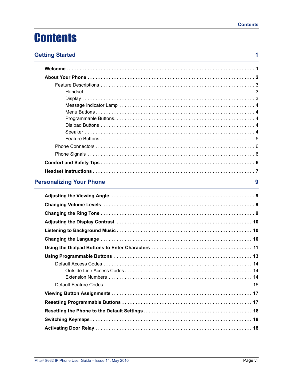 Mitel 8662 User Manual | Page 11 / 78