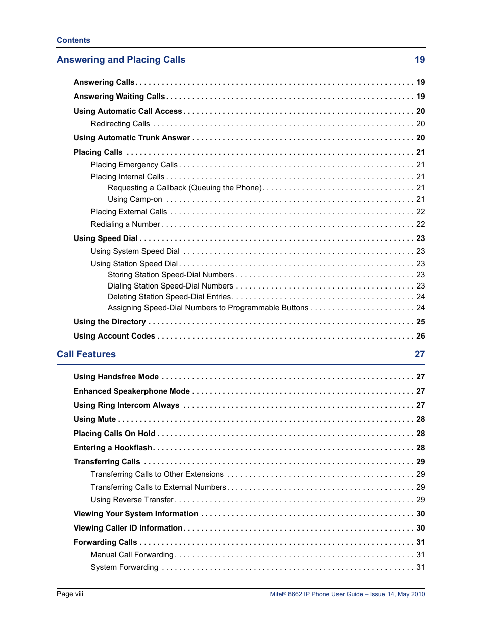 Mitel 8662 User Manual | Page 12 / 78