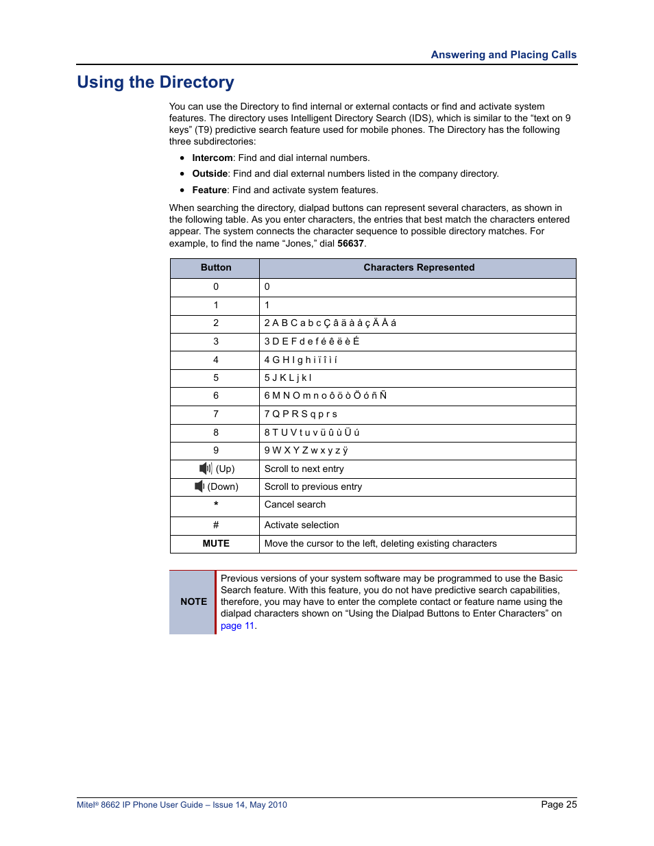 Using the directory | Mitel 8662 User Manual | Page 39 / 78