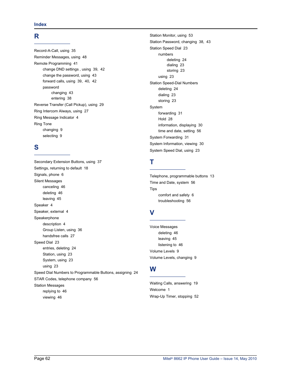 Mitel 8662 User Manual | Page 76 / 78